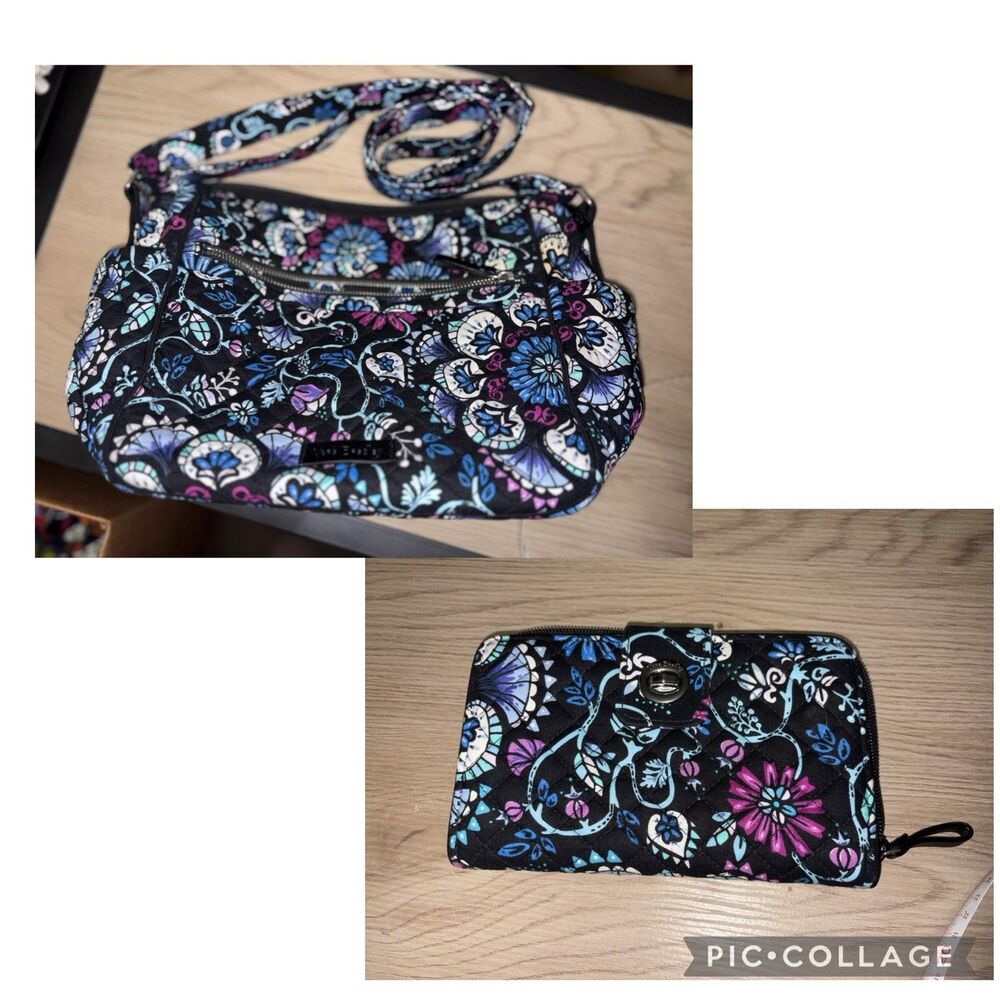 Vera Bradley BRAMBLE On The Go Cross Body Purse W/ Matching Wallet